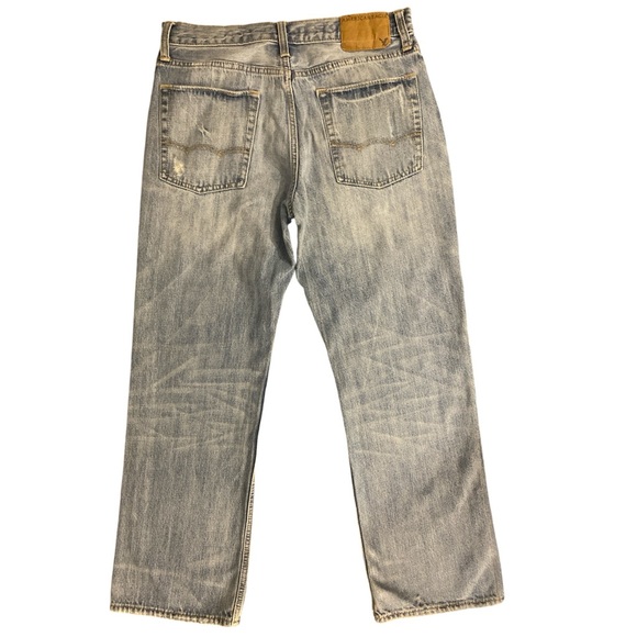 American Eagle Jeans Men’s 31X31 Blue Bootcut Light Wash Distressed Grunge Y2K - Picture 3 of 11